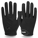 Turbovera Outdoor Strapazierfähige, rutschfeste Mikrofaser Reithandschuhe für Männer & Frauen - Professionelle Reitausrüstung mit Verstellbarem Riemen, Atmungsaktiv & Weich (Schwarz, S/M)