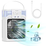 Anveltech Klimaanlage Mobil,4-in-1 Mobile Klimaanlage,Luftkühler,1200ml Wassertank,3 Geschwindigkeite,3 Nebelmodi,mit LED-Licht 2-8-Stunden-Timer,Klimaanlage ohne Abluftschlauch,Ideal für Zuhause,Büro