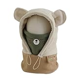 Generisch Fleece Warme Wintermützen für Kinder Mütze + Schal Zweiteiliges Set (Beige, 3-10 Years)
