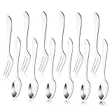 12 stücke Edelstahl Tee Abendessen Server Löffel und Kuchen Obst Gabeln Küche Zubehör Hochzeit für Dessert, Salat, Vorspeise, Cocktail (6 Gabeln + 6 Löffel)
