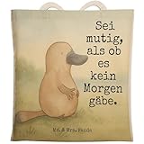 Mr. & Mrs. Panda Einkaufstasche Schnabeltier Mut Design - Weiß -