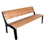 Primario Grande Gartenbank Wetterfest, Sitzbank Holz, Metall - Outdoor Bank, Holzbank Geschliffene Skandinavische Fichte, Pulverbeschichtet - Parkbank 350kg Tragkraft (Brico Walnuss 175 cm, CE)