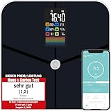 Fitleap Waage mit Körperfett- & Muskelanalyse bis 180kg, mit großen Display & App, Personenwaage und Körperfettwaage auch für große Füße geeignet