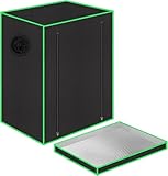 Oairgico 55 x 40 x 65 cm Grow Tent mit Beobachtungsfenster, Bodenwanne, Lüftungsfenster und Kabeldurchlass (Schwarz, Polyester)