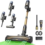 Proscenic P15 Staubsauger Kabellos 50KPa 580W 70 Mins, Kabelloser Staubsauger Akku mit LED Display Anti-Tangle-Bürste GreenEye 6 Schichten Filter, für Teppiche Hartböden Haustierhaare Autositze