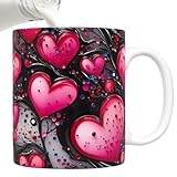 Valentinstag-Herz-Kaffeetasse,Herz-Valentinstag-Tasse,Romantische Kaffeetasse Herztasse - Kaffeetasse, Espressotassen, Schreibtischdekoration, Liebestasse aus Keramik, Valentinstag-Dekoration zum