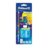 Pelikan Combino Schulset, ergonomischer dreieckiger Bleisstift B, Radierer, Doppellochspitzer, 1 Stück farbig sortiert - keine Farbauswahl möglich!