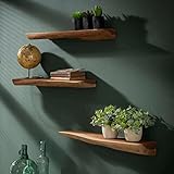 RINGO-Living Wandregal mit Ablage 3er Set - Vintage Holz Regale für Bilder, Deko, Lego & Pflanzen - Schweberegal Set für Deine Wohnwand - Organizer für das Kinderzimmer, Schlafzimmer& Wohnzimmer