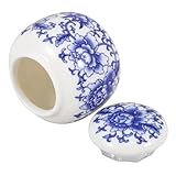 Zerodeko Mini Keramikdose Handgefertigter Teedose mit Deckel Retro Teehaltender Behälter Dekorative Aufbewahrung für Tee Kosmetik und Kompakte und Praktische Aufbewahrungslösung