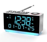 DAB+ & FM-Radiowecker mit Bluetooth, 40 Voreinstellungen, Kopfhörer, Dual-Weck mit Schlummer und Schlaf-Timer, Zwei Ladeanschlüsse, Dimmbare, Temperatur Feuchtigkeitsanzeige, LED-Display-Wecker 508D
