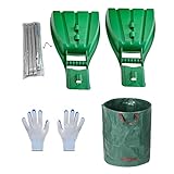 Joberio Laubschaufel, Laubgreifwerkzeug | Handrechen für Laub - Laubbesen - Laubsammler mit Gartentasche, Arbeitshandschuhe und Teleskopstange zum Entfernen des Rasens