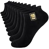 SockWaddles 10 Paar Sneaker Socken Herren Damen, Anti Schweiß Kurze Socken, Baumwolle Sportsocken, Atmungsaktive Laufsocken Unisex Schwarz Weiß Grau, Schwarz, 43-46