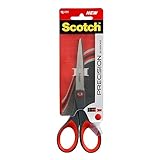 Scotch Präzisions-Büroschere mit rostfreien Stahlblättern - 18cm - Ideal für präzises Schneiden, für Rechts- und Linkshänder geeignet - Farbe grau/rot