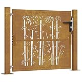 vidaXL Gartentor, Gartentür mit Bambus-Design, Abschließbar Hoftor Eingangstor für Garten Terrasse, Tor Zauntor Gartenpforte, 105x105 cm Cortenstahl