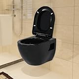 Myheimly Wand WC Keramik Absenkautomatik Softclose Sitz Hänge Toilette Stil B,Schwarz