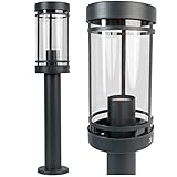 Grafner Design Edelstahl Wegeleuchte mit E27 Fassung, Höhe: 50 cm, anthrazit, IP44, ideal für smarte Leuchtmittel, Wegleuchte Weglampe Gartenlampe Gartenleuchte Außenstandleuchte Pollerleuchte Außen