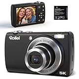 Rollei Powerflex Compact Digitalkamera 64MP 5K Fotoapparat mit Dual Lens 5X Optischer Zoom AutoFocus Fotokamera mit 2,8“ Touch-Display Tragbar Kompaktkamera Schwarz, Digital-Kamera-Fotoapparat-Camera