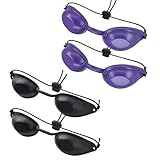 FeiOne 4 Stück Infrarot Schutzbrille, Schutzbrille Rotlichtlampe, UV Solarium Schutzbrille, elastisches Band, verstellbar, für SchöNheitsbehandlungen und Sonnenschutz Brille