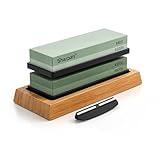 Premium Japanischer Schleifstein Set 400/1000 & 3000/8000 – Profi Messer Schärfer Set aus Weißkorund – Wetzstein mit Bambus-Basis, Anti-Rutsch Pads, Abflachstein & Winkelführung