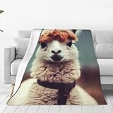 Überwurfdecke, 152,4 x 127,7 cm, leichte, superweiche Flanell-Decken, niedliches Alpaka, gemütlich, warm, Mikro-Fleece-Decken, Heimdekoration für Couch, Sofa, Bett, Wohnzimmer