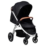 Hauck Uptown Kinderwagen Melange Black – Kinderwagen für jedes Gelände, extra großer Sitz, flache Liegeposition, Gummiräder, Federung, kompakt & einfach zusammenklappbar, mit Regenschutz