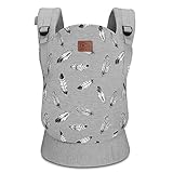 Kinderkraft Babytrage MILO, Rückentrage, Bauchtrage für Säuglinge und Kleinkinder, Baby Carrier, Kindertrage, Ergonomisch, aus Baumwolle, Leichte Konstruktion, ab 3 Monate bis 20 kg, Grau