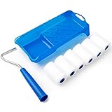 Mister Rui Farbroller Set Klein, Farbroller Klein 5cm, Schaumstoff Farbroller Abdeckungen, 2 Zoll Lackierwalze, Mini Farbroller, Farbrollerrahmen und Farbwanne für Möbel Malerei und