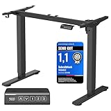 VASAGLE Höhenverstellbarer Schreibtisch elektrisch, Tischgestell, Schreibtischständer, ohne Tischplatte, mit 2 Haken, Memory-Funktion mit 3 Höhen, Stahl, tintenschwarz LSD021B01V2