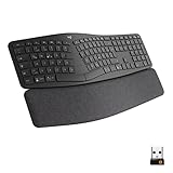 Logitech ERGO K860 kabellose ergonomische Tastatur – geteilte Tastatur, Handballenauflage, natürliches Tippen, schmutzabweisendes Material, Bluetooth und USB-Verbindung, für Windows/Mac - Graphit