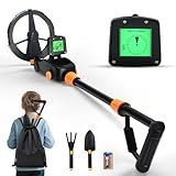 Metalldetektor für Kinder, IP68 Wasserdichter und Leichter Metalldetektor mit LCD und Tonanzeige, Hochempfindlicher Metalldetektor für Kinder mit Schaufel, Rechen und Rucksack zur Schatzsuche
