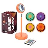 Fisura – Sunset-Lampe mit 16 Farben. Orangefarbene Sonnenuntergangslampe. Entspannende LED-Lampe. Romantische Lampe mit USB-Kabel. Originelle Lampe als Geschenk. 26,5 cm x 10 cm.