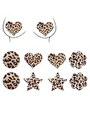 JUKOTA 4Paare Glitzer Nippelpads Sexy Set, nippelpads sexy,nippelkleber,nippel patches selbstklebend,Brustwarzen Abdeckung Nipple Cover, leopard Nipple Patches Damen Rave Accessoires