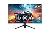 ODYS Q27 PRO-X - Curved Gaming Monitor 27 Zoll (69 cm), 180 Hz, WQHD (2.560x1.440 px), 1 ms Reaktionszeit, HDR, 1500R, FreeSync/G-Sync kompatibel, Eye Care, HDMI, Display Port, 3,5mm Audio