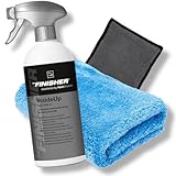 Autopflege Kunststoffreiniger Set | THE FINISHER InsideUp 500ml + Scrub Pad + Mikrofasertuch - Cockpitpflege, Interior Pflege zur Porentiefen Reinigung auf Kunststoff, Leder, Textil und Vinyl