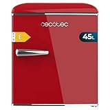 Cecotec Mini-Kühlschrank - Retro-Tischkühlschrank 45L Bolero CoolMarket TT Origin 45 Red. 55 cm hoch und 44,7 cm breit, Energieeffizienzklasse E, Eisfach und verchromter Griff, Rot