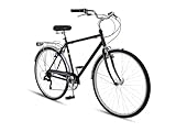 Schwinn Wayfarer 500 Hybrid-Fahrrad für Herren und Damen, 700C-Reifen, 18-Zoll-Hi-Ten-Stahlrahmen, 7-Gang-Schalthebel, Gepäckträger hinten, Schwarz