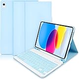 YUEJIDZ Tastaturhülle für iPad 10. Generation 10.9“ 2022- Leichtes Smart Cover mit automatischer Weck-/Standby-Funktion- Abnehmbare, kabellose Tastaturhülle für iPad 2022 10. Generation - Blau