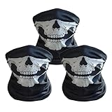 OVISEEN Skull-Muster Halstuch für Motorrad & Fahrrad, Atmungsaktives Multifunktionstuch für Outdoor-Sport (Schwarz)