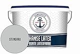 Latexfarbe MATT Steingrau Hanse Latex abwischbare Wandfarbe - Deckenfarbe Küchenwandfarbe Wohnraumfarbe - geruchsarme Farbe für Küche, Bad & Wohnraum Grau // Hamburger Lack-Profi (2,5 L)