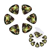 Gitarrenplektren mit Organizer-Aufbewahrungsbox, Frosch, Gitarrenplektrum für akustische, elektrische Gitarre, Plektrum (0,46 mm, 0,71 mm, 0,96 mm), 12 Stück