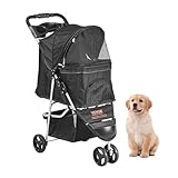 VEVOR Hundebuggy 83x45x99cm Hundewagen 16kg Tragfähigkeit Faltbarer Hundetrolley Aluminium-Rahmen 600D Oxford-Gewebe Nylon-Netzfenster 3 Eva-Räder Hundebox Tierbuggy Katzenbuggy Haustier Transport