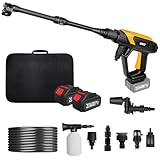 Traumheim Akku Hochdruckreiniger mit 8000mAh Akku, 17PCS Max 68 Bar Tragbarer Mobiler Hochdruckreiniger mit 6-in-1 Düse und 180° Drehbare Düse, Kabelloser Hochdruckreinige für Autos, Fahrrad, Terrase