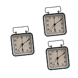 IMIKEYA 3St Kleiner Wecker Tischuhr Nachtlichtuhr Quadratische Uhr Stumme Uhr Silent Uhr analoger Wecker Reisewecker Uhrquadrat Wecker für Schlafzimmer Vintage-Dekor Retro-Uhr Metall Black