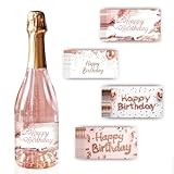 PH PandaHall 'Happy Birthday' Weinflaschenetiketten 40 stücke 4 Stile 3.5 x 2 Zoll Klebstoff Wein Label Aufkleber Rosa Goldene Aufkleber Für Jahrestag Cocktail