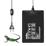 Heizmatte Terrarium 11W mit Temperaturregelung 20x15 cm Reptilien Terrarium Heizung Regelbar für Aquarienheizkissen Pflanzen Amphibien Wasserdicht&Siche Heizkissen für Schildkröten Schlangen Eidechsen