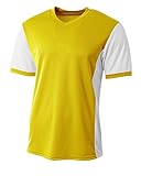 A4 Premier Fußballtrikot für Jungen, Gold / Weiß, X-Klein