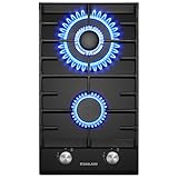 GASLAND GH2302BG1FC Glas Gaskochfeld 2 Flammig, Butan Gas Kochfeld mit Wok Brenner, Einbau Gaskochfeld, 30 cm Schwarz Glasherd, Gas Kocher 5200 Watt, LPG/Erdgas