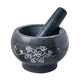 HYKJCSS Robustes Mörser mit Stößel Blaustein Mörser Knoblauchstampfer Haushalt Stößel Set Knoblauchstampfer Küchenmühle Mahlen von Gewürzen(18x10cm)