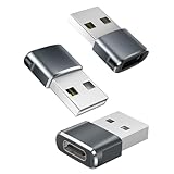 USBC Buchse zu USB Stecker Adapter, 3 Stück USB auf Typ C Adapter, USB-C Buchse zu A Stecker Ladegerät Netzteil Konverter Kompatibel mit MacBook, Notebook, Tablet, Smartphone, Airpods, Galaxy (Grau)