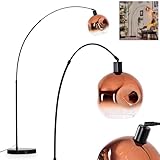 HOFSTEIN Stehleuchte Ripoll, Stehlampe mit Marmorfuß aus Metall/Glas in Schwarz/Kupfer/Klar, verstellbare Leuchte im Retro/Vintage-Design (Ø 25 cm), Fußschalter, E27, Wohnzimmer, Schlafzimmer, Büro